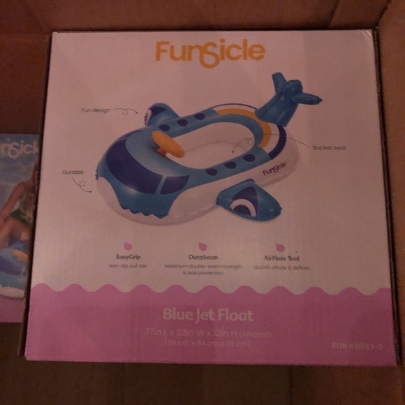 Blue Jet Inflatable Pool Float Ages 1-2 Kids Baby (Girl Or Boy) - Picture 5 of 5